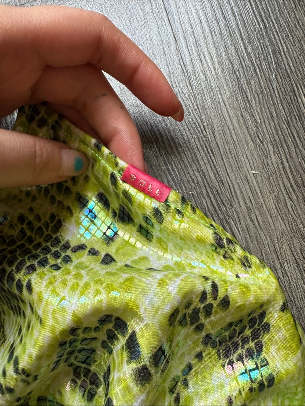 Doll Green Snake Print Bikini Top | Y2K - Picture 2 of 4